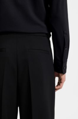 Slim-fit shirt in performance-stretch jacquard, Black