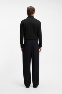 Camisa slim fit de jacquard el&aacute;stico t&eacute;cnico, Negro