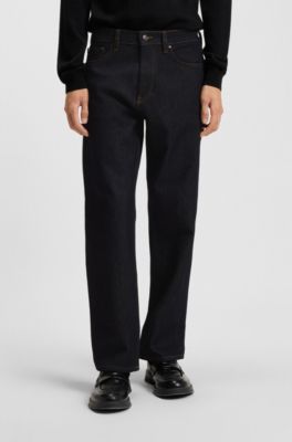 Jeans regular fit de denim pesado azul oscuro lavado a la piedra, Azul oscuro