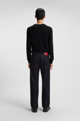 Jeans regular fit de denim pesado azul oscuro lavado a la piedra, Azul oscuro