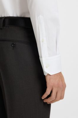 Easy-iron regular-fit shirt in stretch-cotton poplin, White