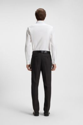 Easy-iron regular-fit shirt in stretch-cotton poplin, White