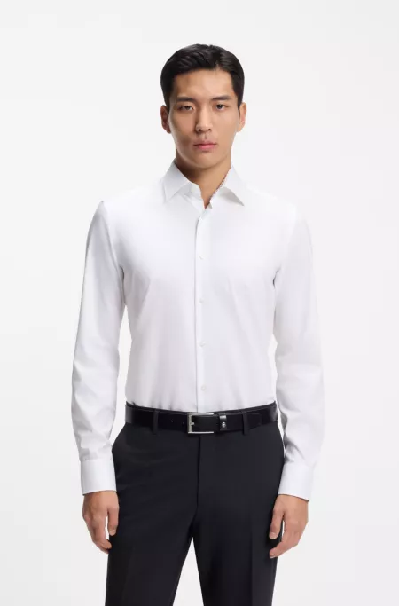 Easy-iron slim-fit shirt in cotton poplin