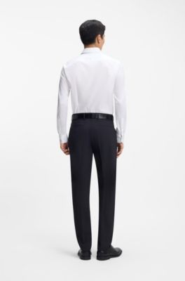 Easy-iron slim-fit shirt in cotton poplin, White