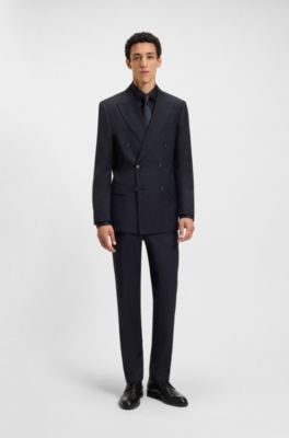 Chemise Slim en popeline de coton facile &agrave; repasser, Bleu fonc&eacute;