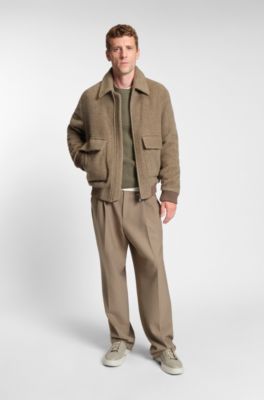 Herringbone-structure sweater in virgin wool, Light Brown