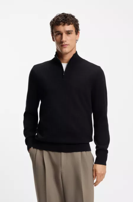 Wool-cashmere sweater with zip neck