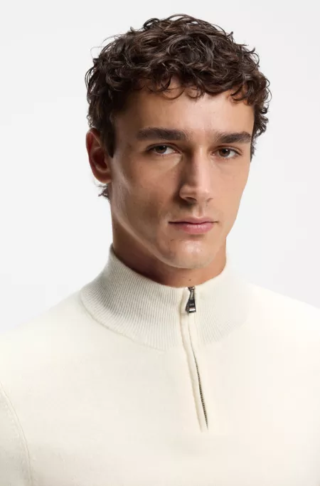 Wool-cashmere sweater with zip neck