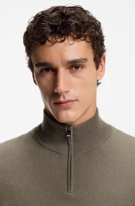 Wool-cashmere sweater with zip neck