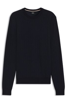 Pull en laine vierge et coton à la structure à chevrons