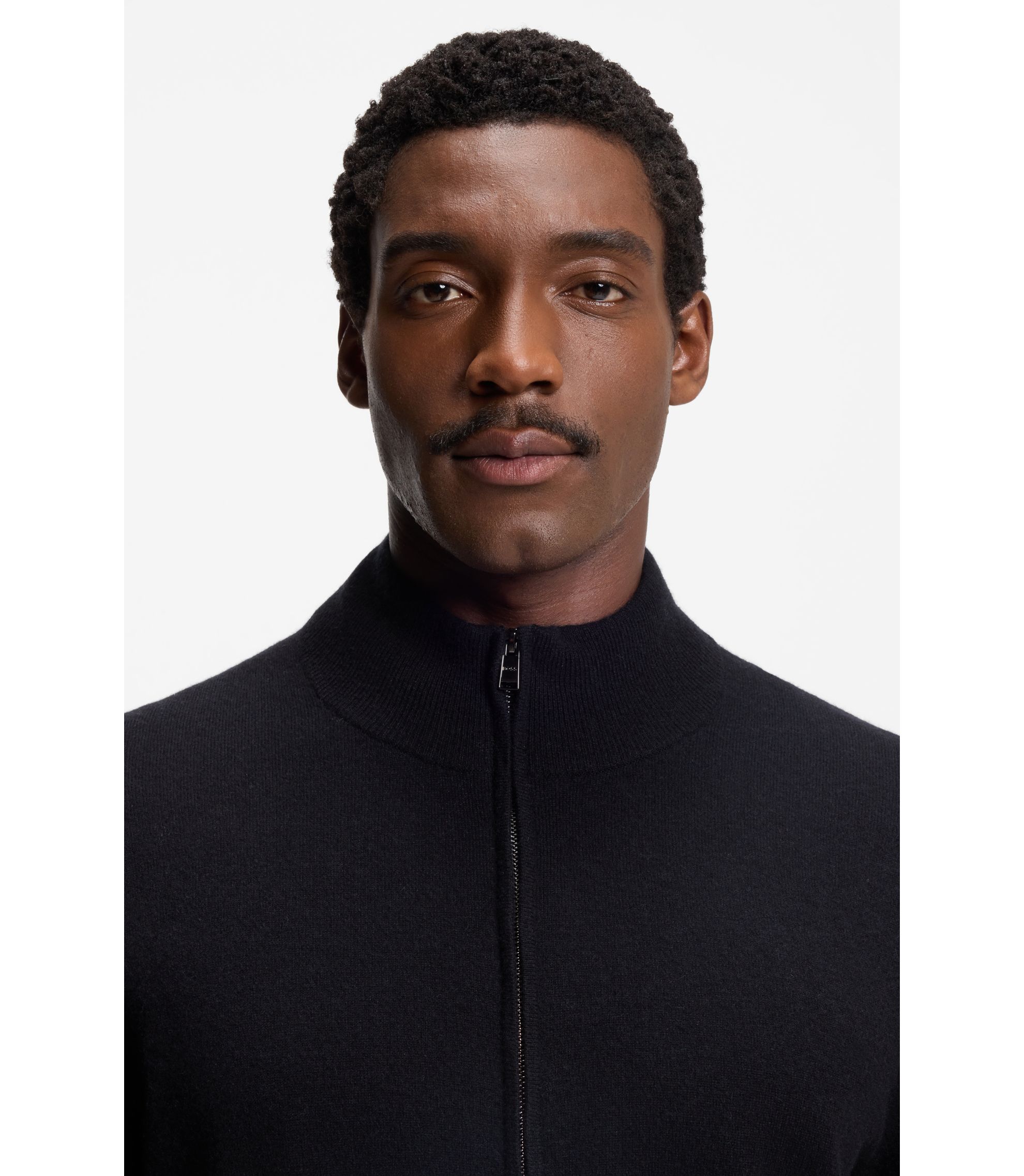 BOSS - Cashmere cardigan with two-way zip - Black