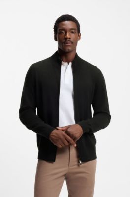 Cashmere cardigan with two-way zip, Black