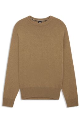 Jersey relaxed fit en lana virgen, Caqui