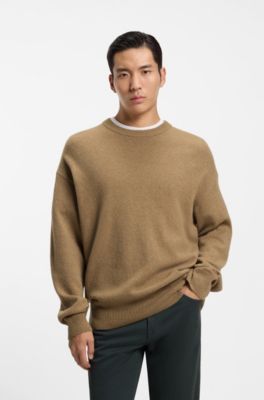 Pull Relaxed en laine vierge, Kaki