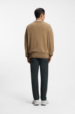 Virgin-wool sweater in a relaxed fit, Khaki