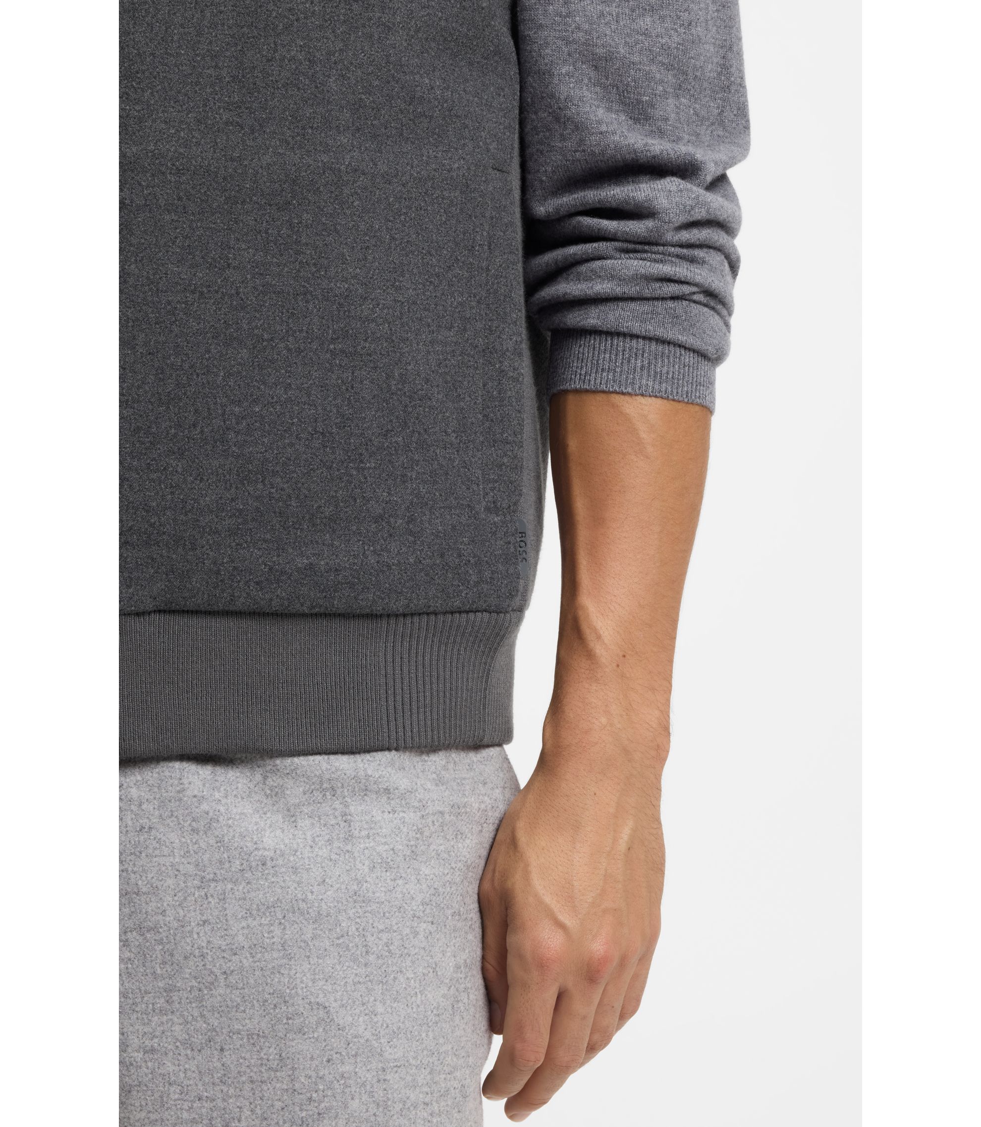 BOSS - Flannel gilet with ribbed trims - Dark Grey