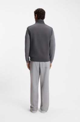 Chaleco de franela con ribetes de canal&eacute;, Gris oscuro