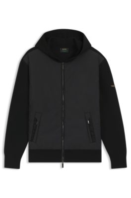 BOSS x ASTON MARTIN zip-up hoodie in virgin wool, Black