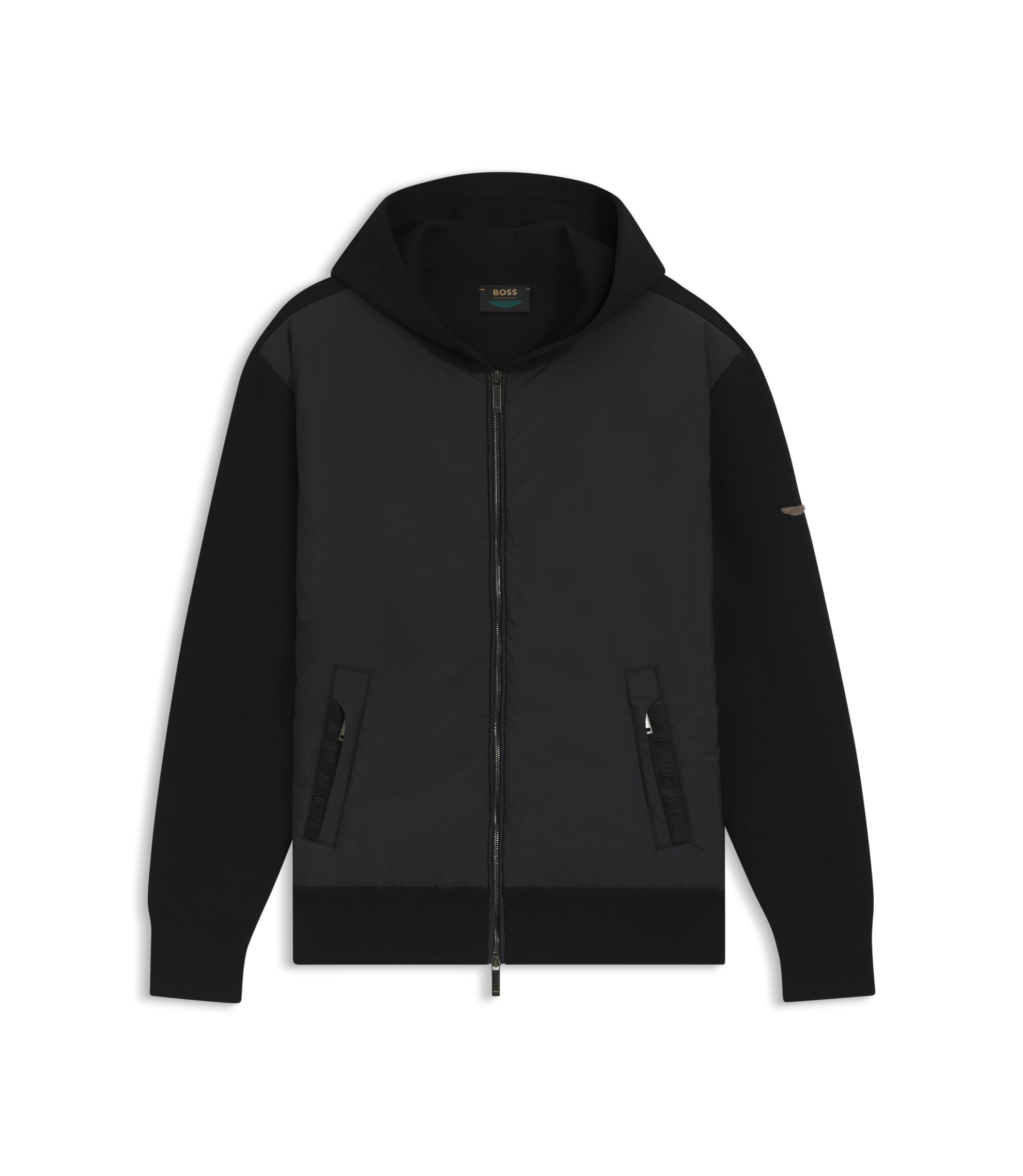 BOSS - BOSS x ASTON MARTIN zip-up hoodie in virgin wool - Black
