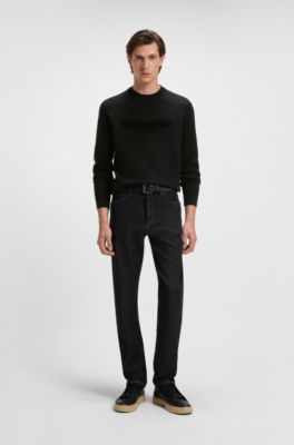Pull en laine avec logo brod&eacute; BOSS&nbsp;x&nbsp;ASTON&nbsp;MARTIN, Noir