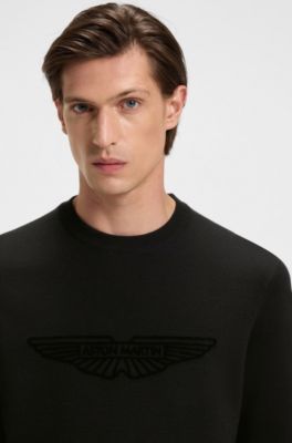 Pull en laine avec logo brod&eacute; BOSS&nbsp;x&nbsp;ASTON&nbsp;MARTIN, Noir