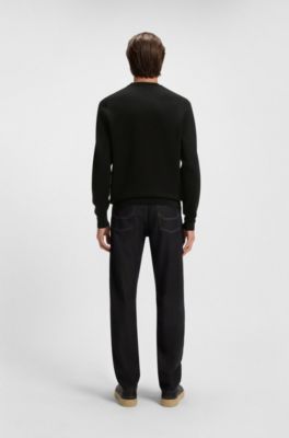 Jersey BOSS x ASTON MARTIN de lana con logo bordado, Negro