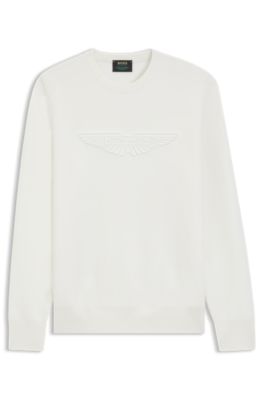 Jersey BOSS x ASTON MARTIN de lana con logo bordado, Blanco