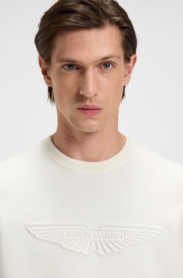 Jersey BOSS x ASTON MARTIN de lana con logo bordado, Blanco