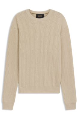 Jersey de punto mixto de lana virgen y cashmere, Beige claro