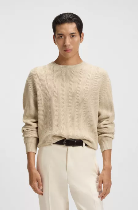 Wool-cashmere sweater with mixed structures