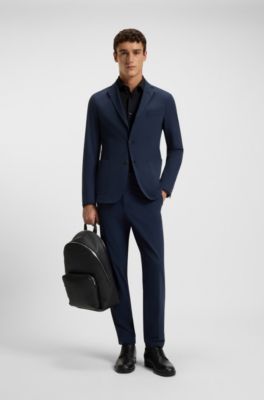 Camisa slim fit de franela el&aacute;stica cepillada, Negro