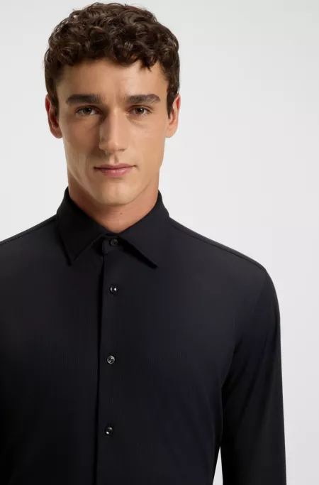 Slim-fit shirt in brushed stretch flannel