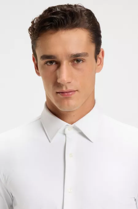 Slim-fit shirt in brushed stretch flannel