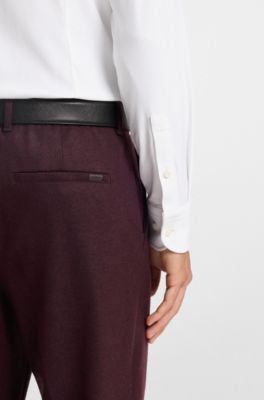 Camisa slim fit de franela el&aacute;stica cepillada, Blanco