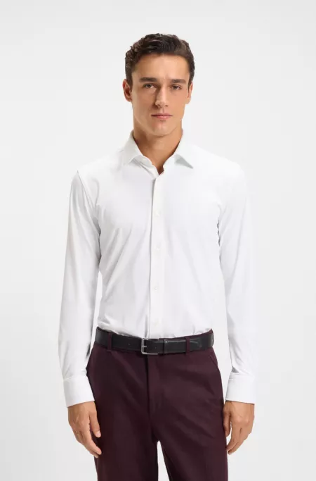 Slim-fit shirt in brushed stretch flannel