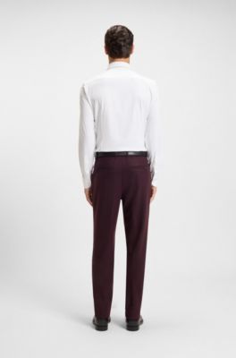 Camisa slim fit de franela el&aacute;stica cepillada, Blanco