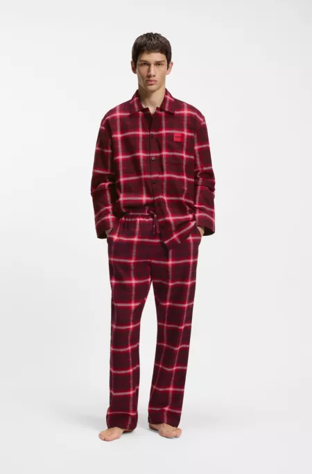 Logo-waistband pyjama bottoms in checked cotton