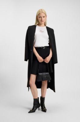 T-shirt en jersey de coton avec d&eacute;tails &agrave; imprim&eacute; brillant, Blanc