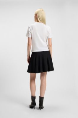 T-shirt en jersey de coton avec d&eacute;tails &agrave; imprim&eacute; brillant, Blanc