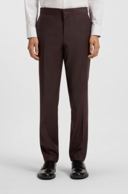 Traje slim fit de tres piezas en tejido dobby el&aacute;stico, Rojo oscuro