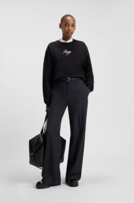 Glitter-logo sweatshirt in cotton terry, Black