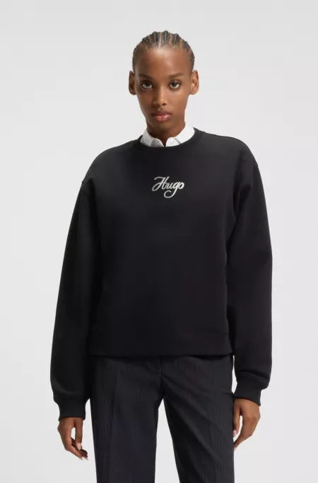 Glitter-logo sweatshirt in cotton terry