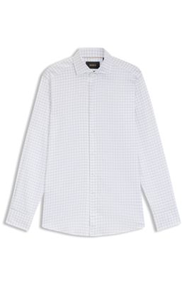 Checked regular-fit shirt in Italian-made cotton, Light Blue