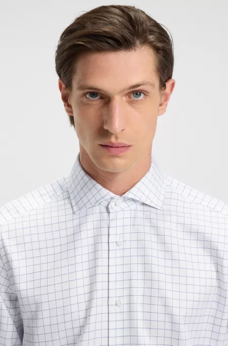 Checked regular-fit shirt in Italian-made cotton