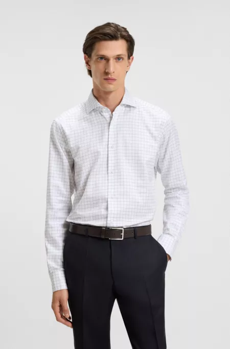 Checked regular-fit shirt in Italian-made cotton