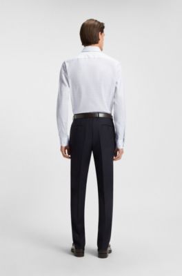 Camisa regular fit de algod&oacute;n italiano a cuadros, Celeste