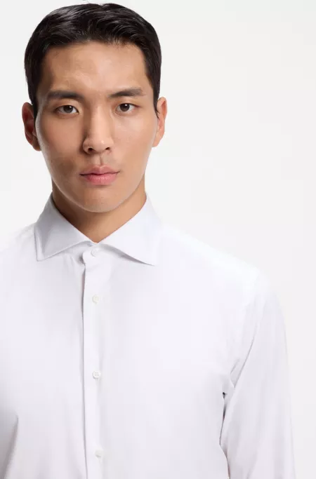 Slim-fit shirt in an Italian-made cotton blend
