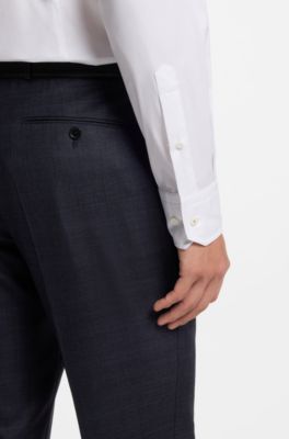 Camisa slim fit de tejido el&aacute;stico t&eacute;cnico italiano, Blanco