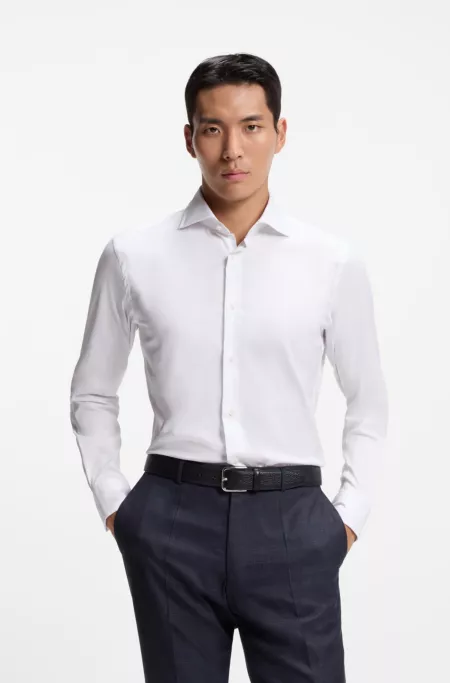 Slim-fit shirt in an Italian-made cotton blend