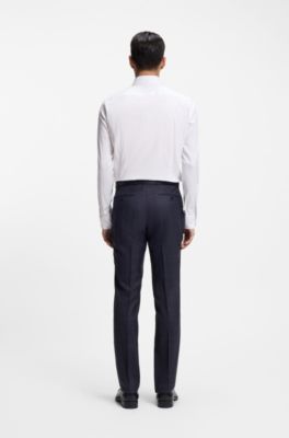 Camisa slim fit de tejido el&aacute;stico t&eacute;cnico italiano, Blanco